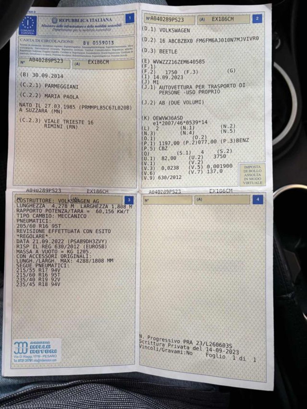 Volkswagen Maggiolino usata a Pesaro-Urbino (11)