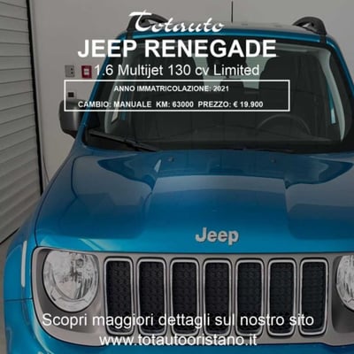 Jeep Renegade 1.6 Mjt 130 CV Limited del 2021 usata a Ghilarza