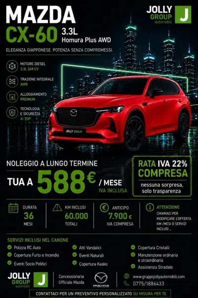 Mazda CX-60 3.3L e-Skyactiv D 200 CV M Hybrid 2WD Homura nuova a Sora