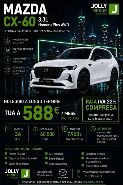 Mazda CX-60 3.3L e-Skyactiv D 200 CV M Hybrid 2WD Homura nuova a Sora