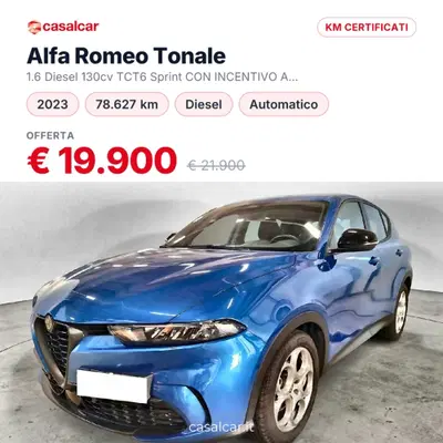 Alfa Romeo Tonale 1.6 Sprint 130cv tct6 del 2023 usata a Salerno